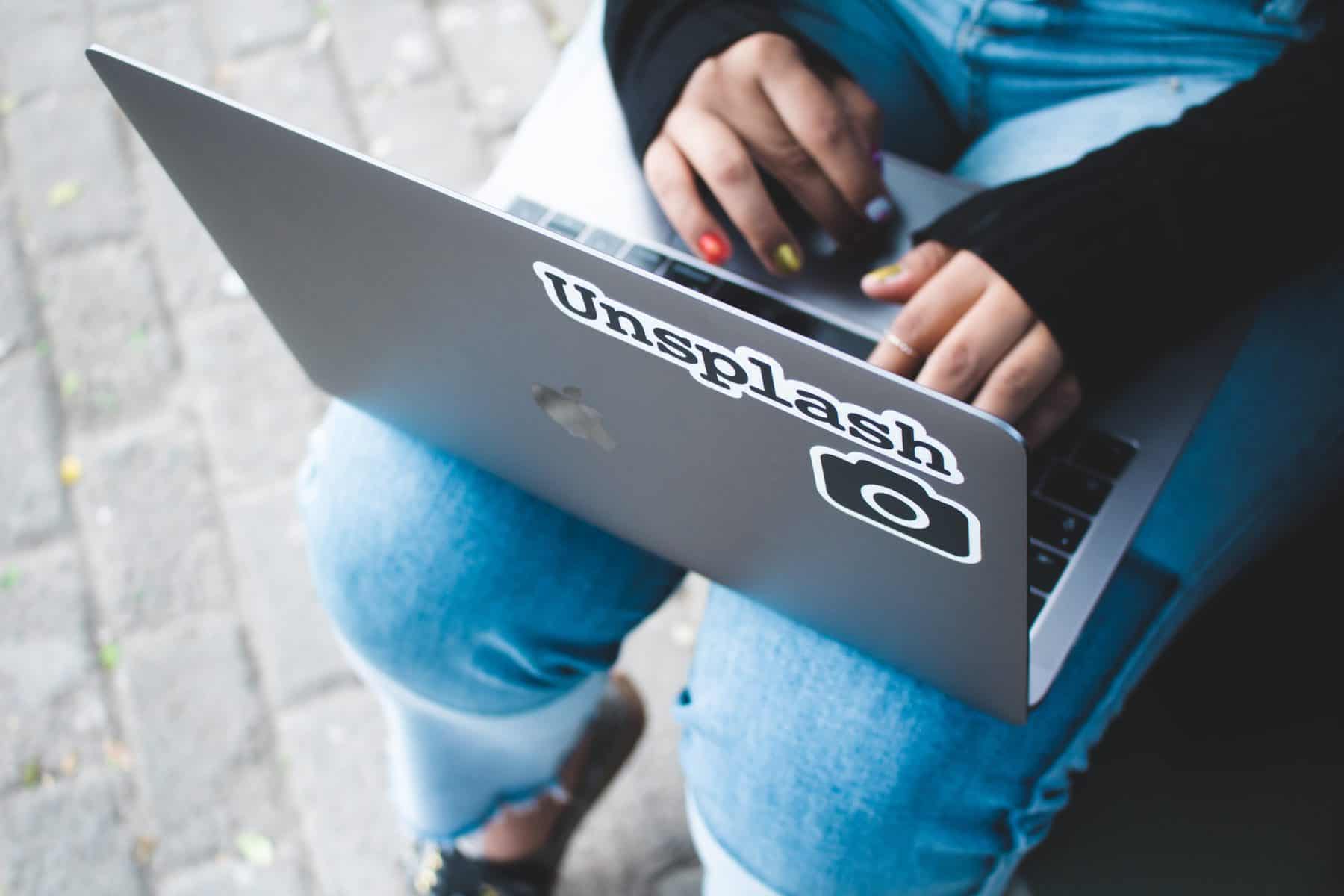 Unsplash logo on laptop