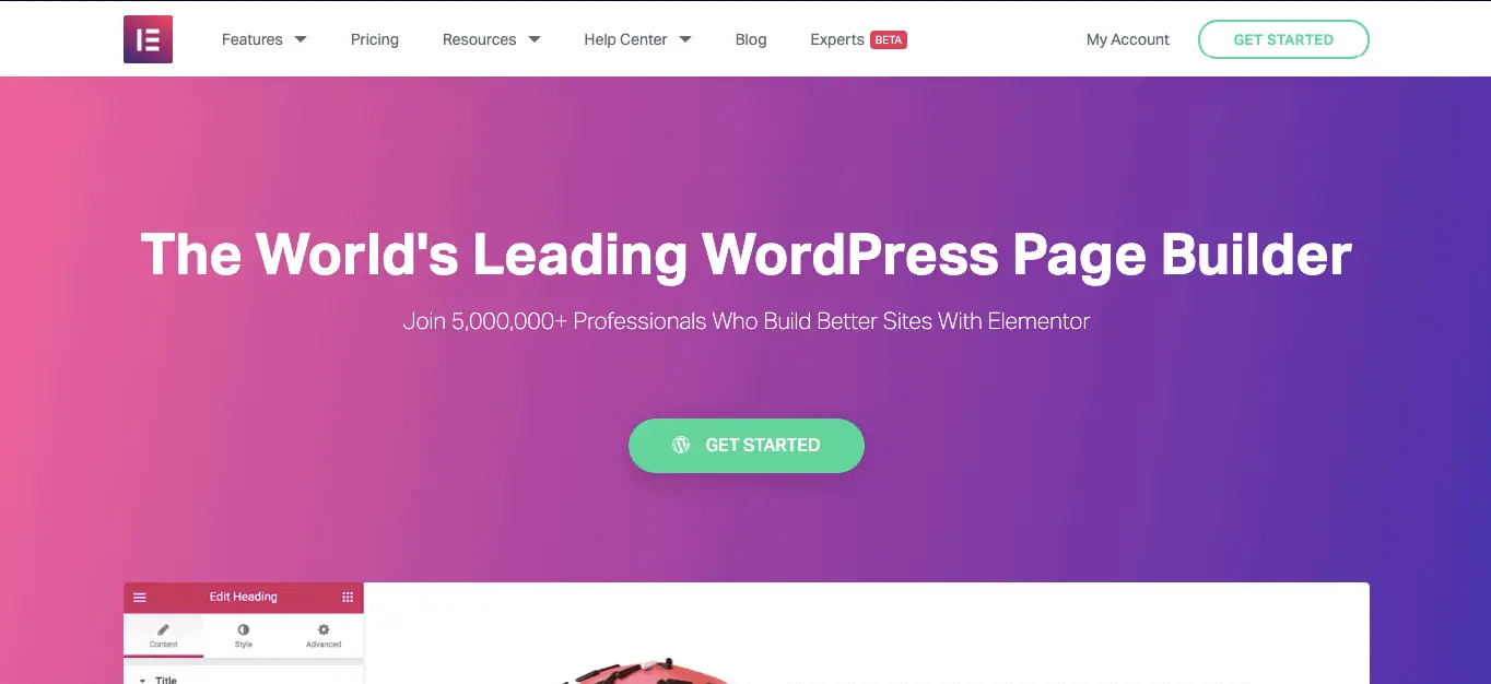 Elementor landing page