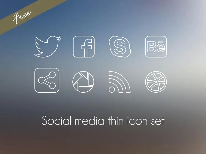 Social Media Thin Icon Set