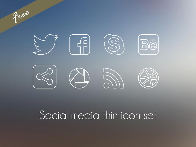 Social Media Thin Icon Set