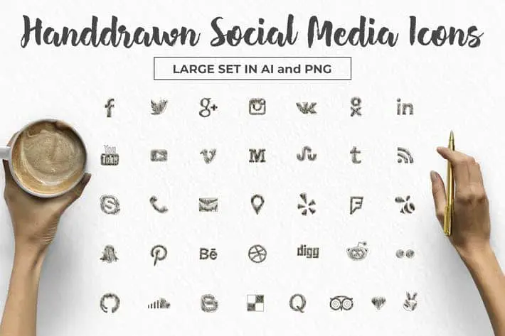 Social Media Icons Large Set