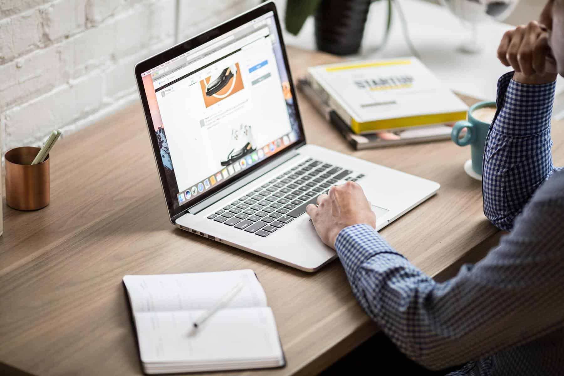 Man focusing on laptop