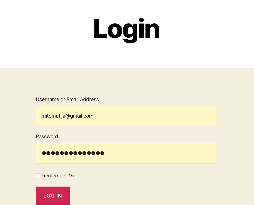 Login page preview
