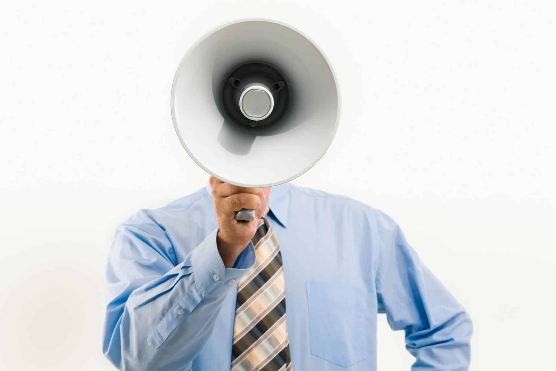 Man with megaphone in hand