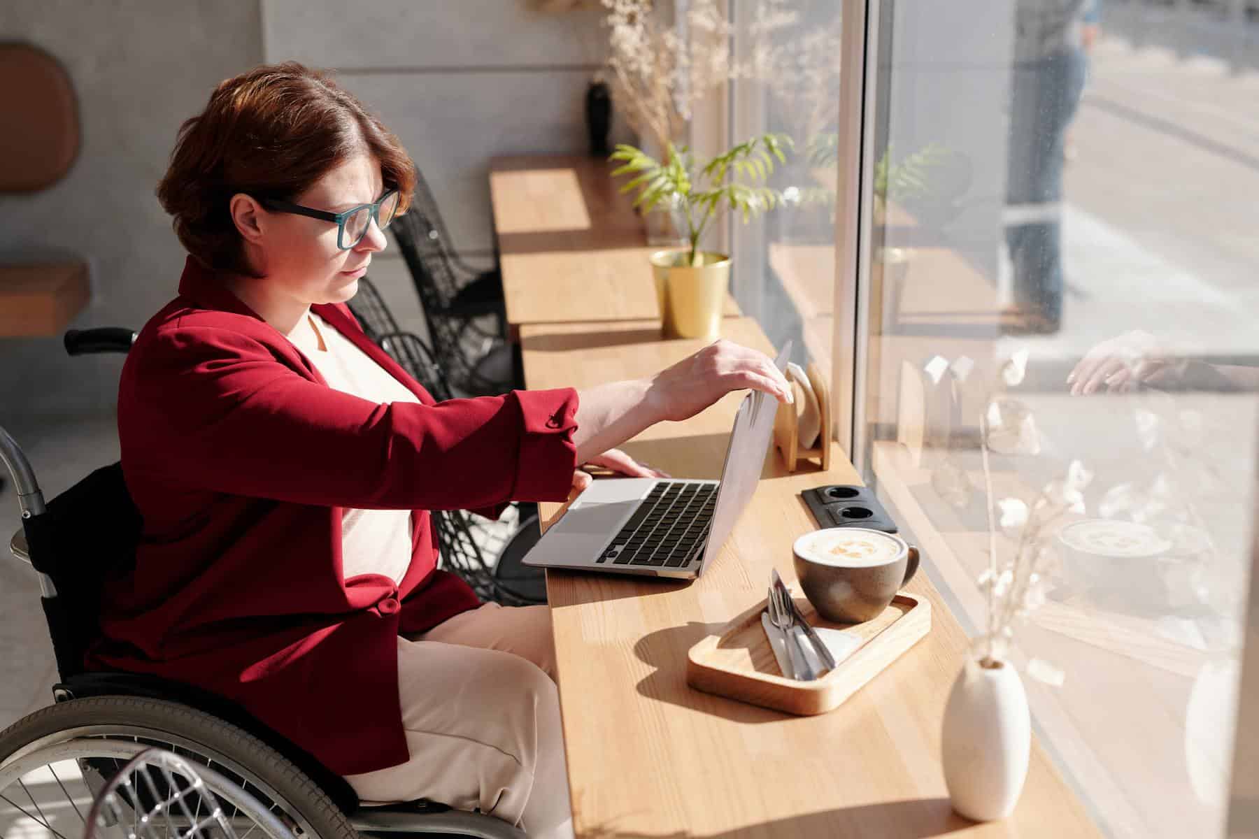 Disabled woman using PC