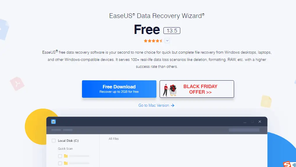 EaseUS data recovery wizard landing page