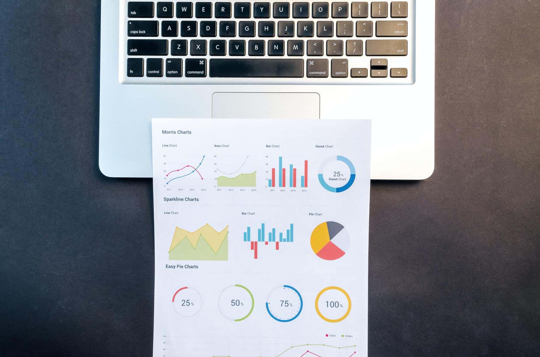 Printed chart on laptop