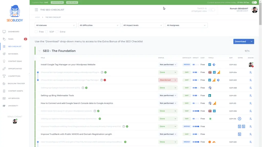 SEO Checklist web app