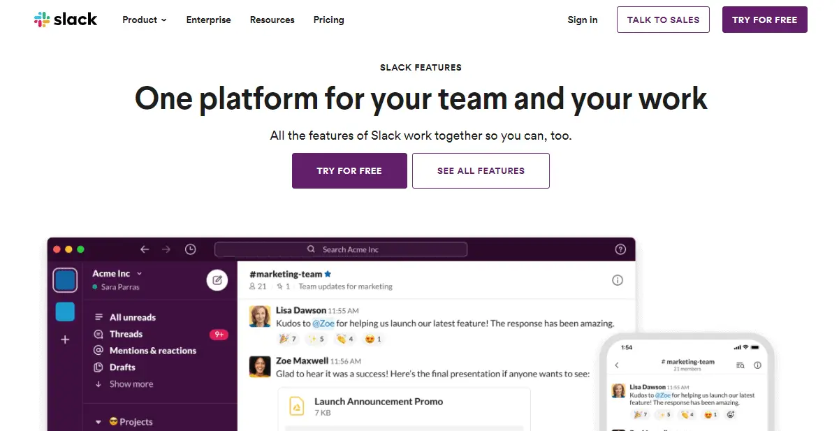 Slack features