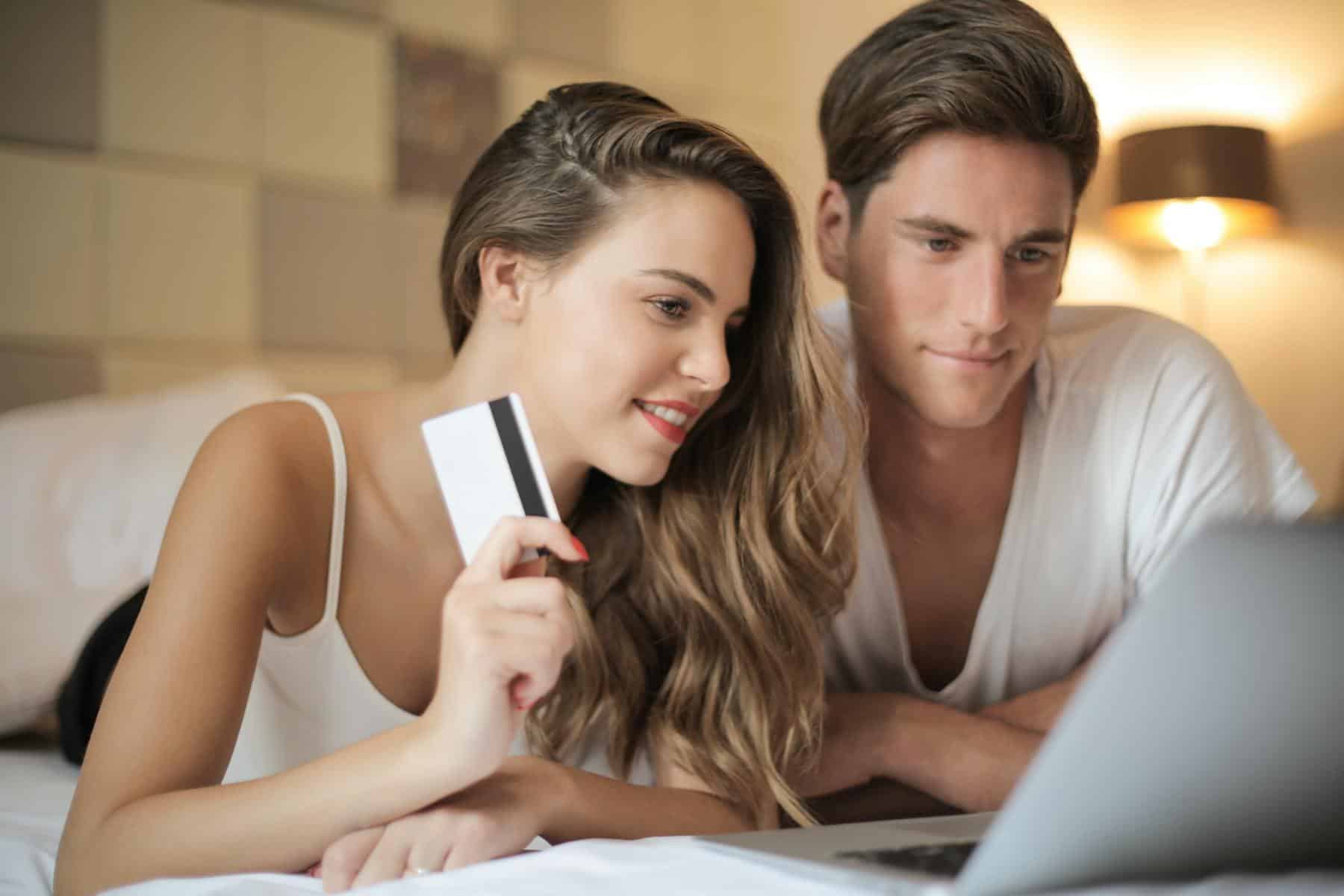 Young couple online shopping