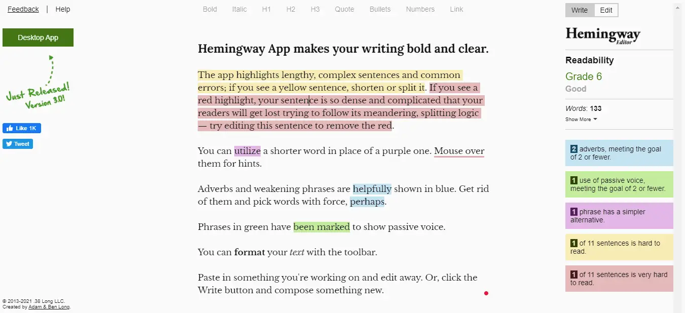 Hemingway App