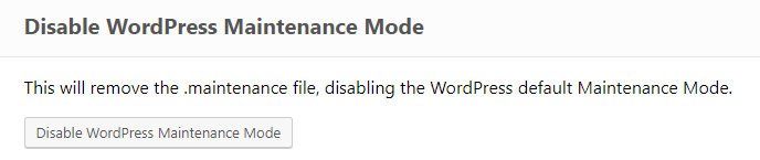 ERS Disable WP Maintenance Mode