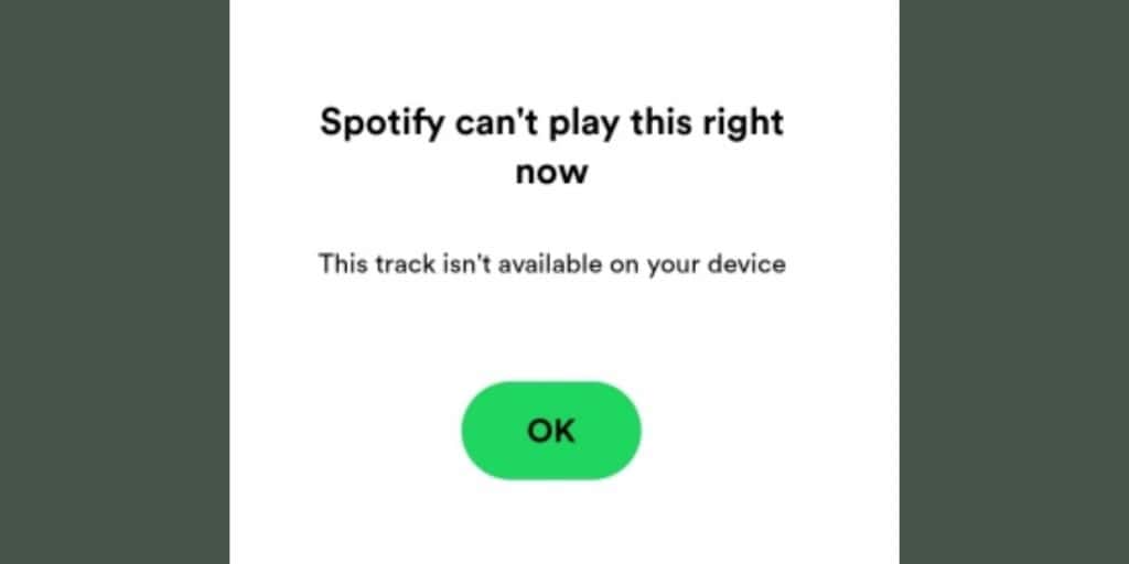 Causes of the "Spotify Can't Play This Right Now" Error